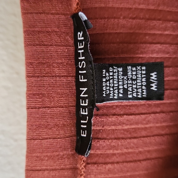 Eileen Fisher Terracotta Textured Stretch Rib Crew Neck Dress, M - Picture 7 of 12